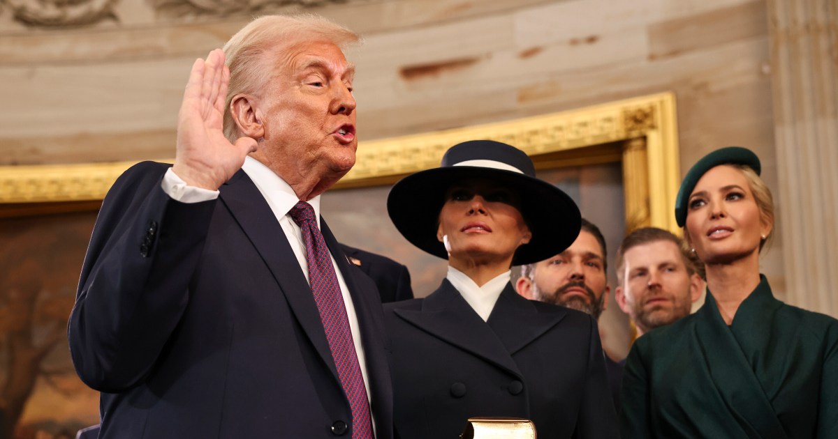 Donald Trump sworn in as 47th US president, denouncing ‘American decline’ | Donald Trump News