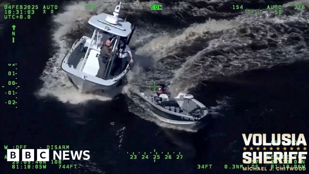 Moment unconscious man is rescued from out of control boat