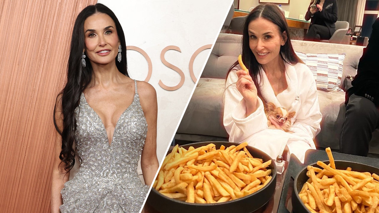 Demi Moore handles her Oscar loss with her dog and big bowls of French fries