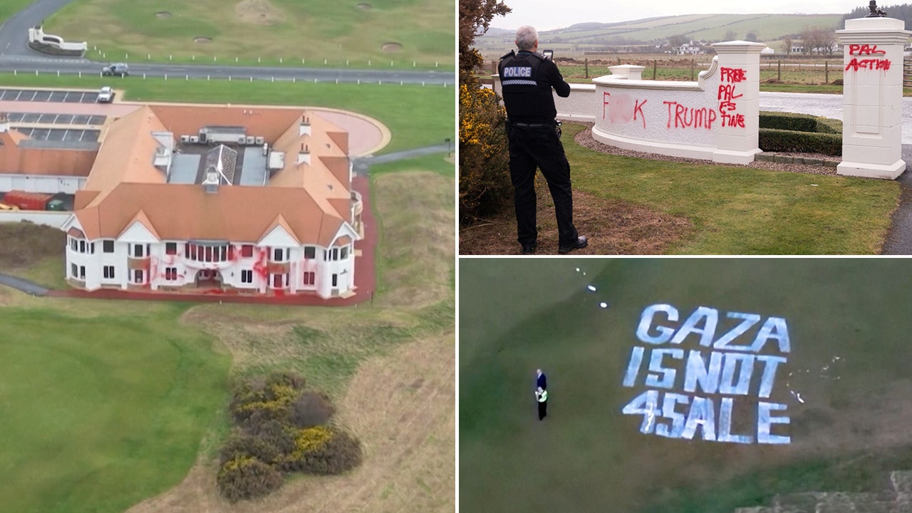 Trump’s Turnberry golf resort in Scotland vandalized by pro-Palestine group over Gaza stance